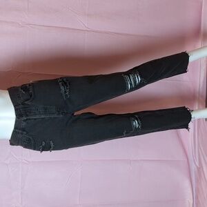 PacSun Button Fly Ultra High Rise Distressed Slim Jeans in Black size 26